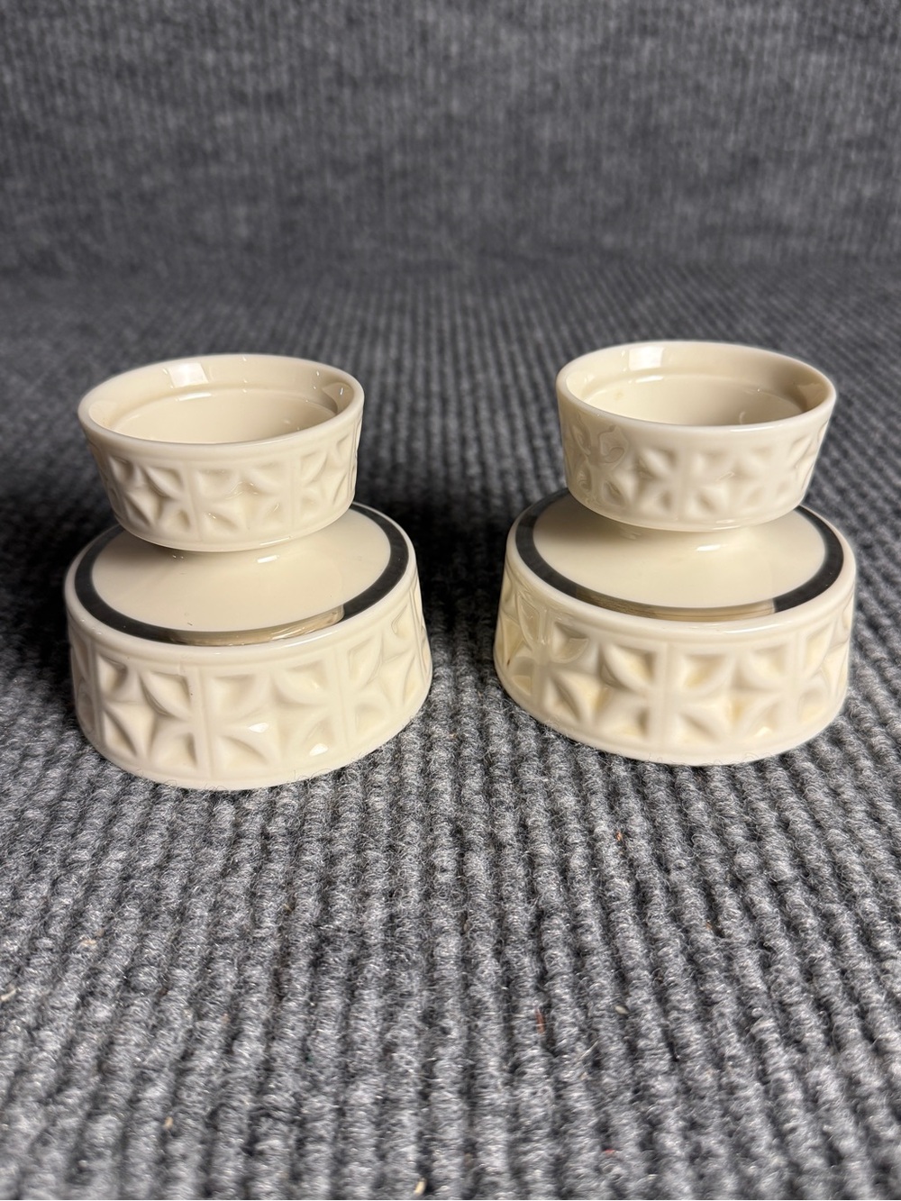Vintage Lenox "Echo Collection" Platinum Trim Candlestick Holders - Set of 2